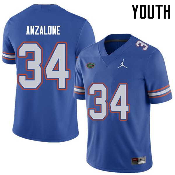 Youth NCAA Florida Gators Alex Anzalone #34 Stitched Authentic Jordan Brand Royal College Football Jersey MWO2865LJ